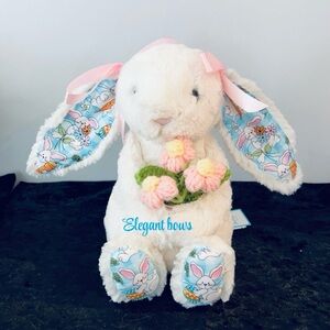 Jellycat Custom made Easter Bunny with adorable Easter pattern with pink flowers